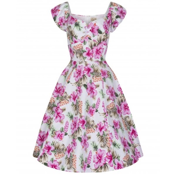 Lindy Bop Dresses & Skirts - Lindy Bop Cynthia Pink Hibiscus Swing Dress